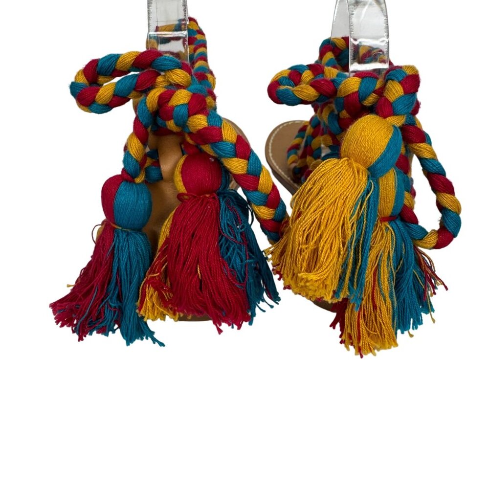 Soludos Multicolor Braided Wraparound Gladiator Sandals Tassel Detail Size 9 - Picture 4 of 9